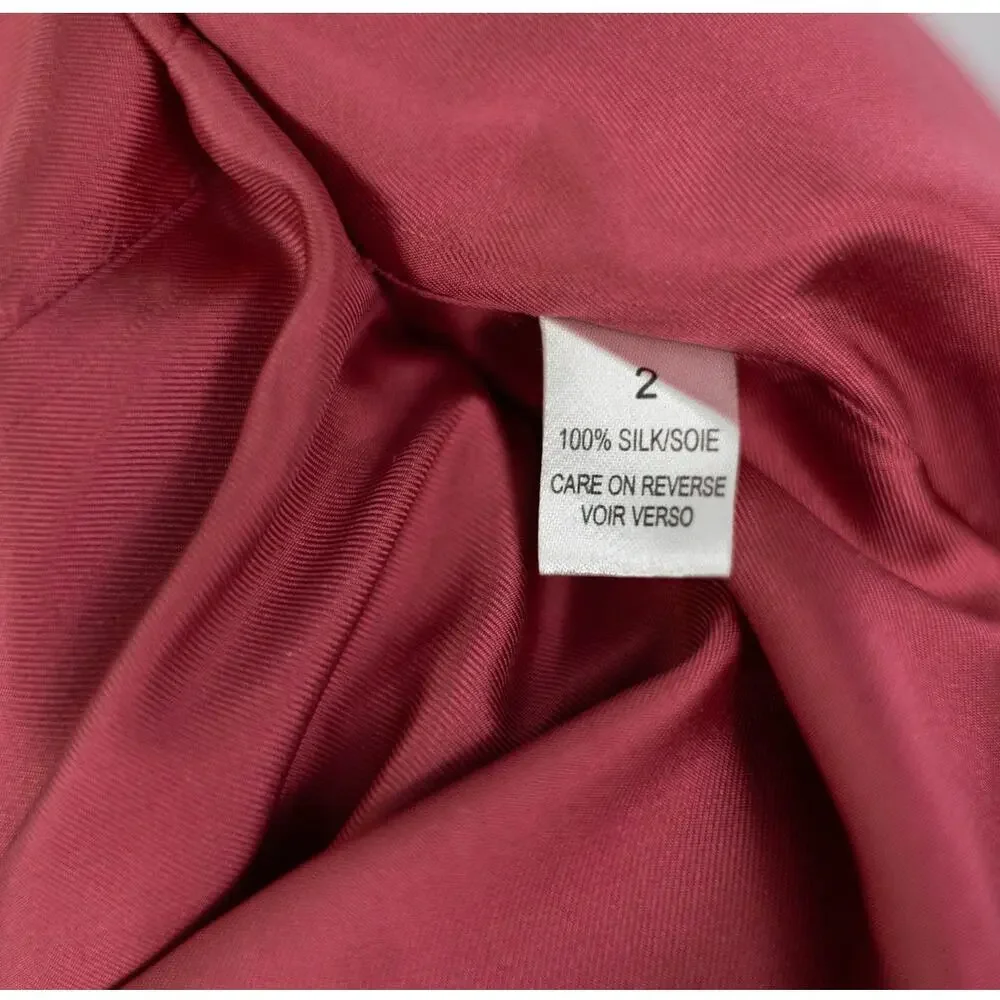 Elie Tahari Size 2 Silk Skirt A Line Lined Floral Red Pink